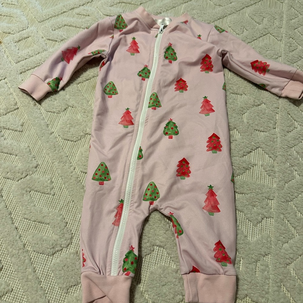 Pink Christmas Tree Kids One Piece